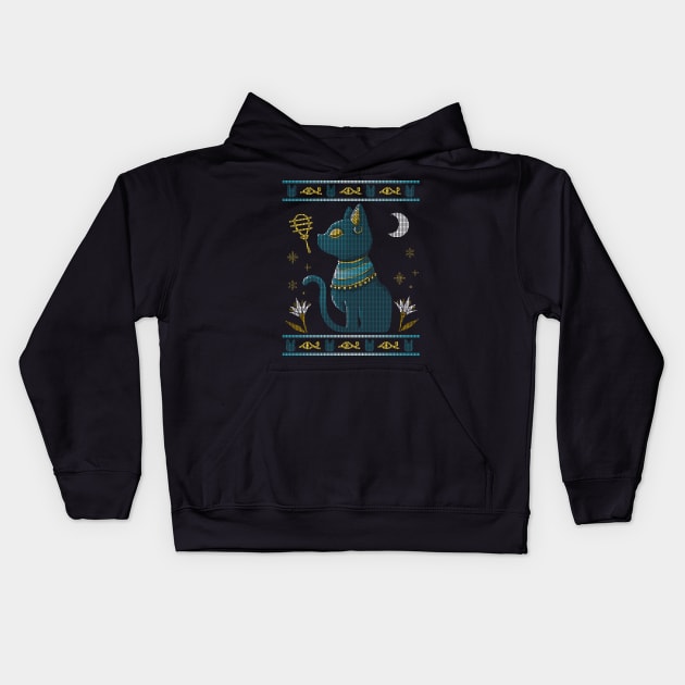 Bastet Ugly Sweater Kids Hoodie by Vallina84